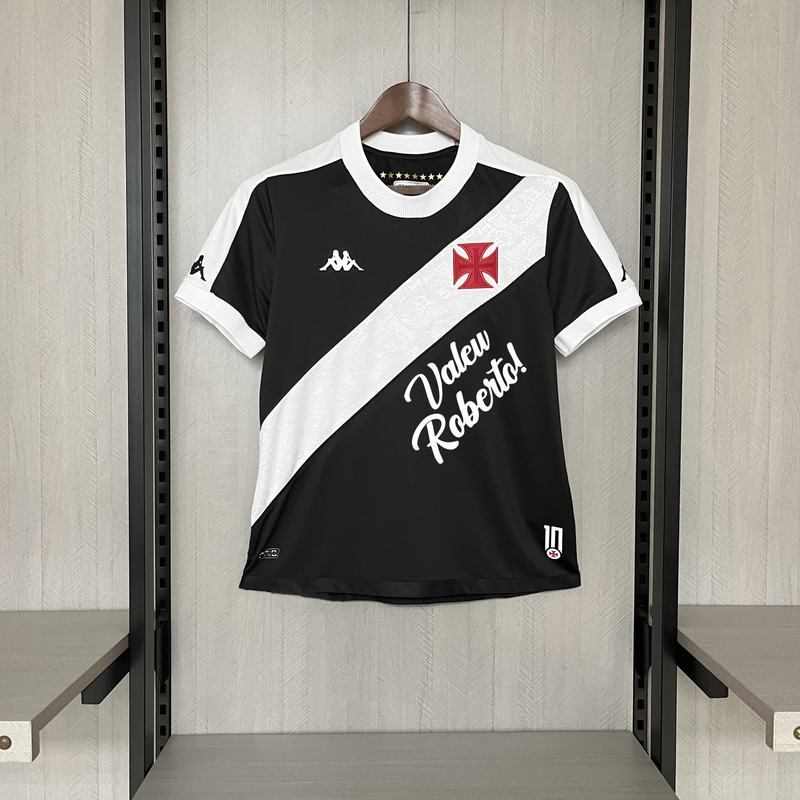 Camisa Vasco Preta+ Patrocínio + Roberto Dinamite 24/25-  Feminina