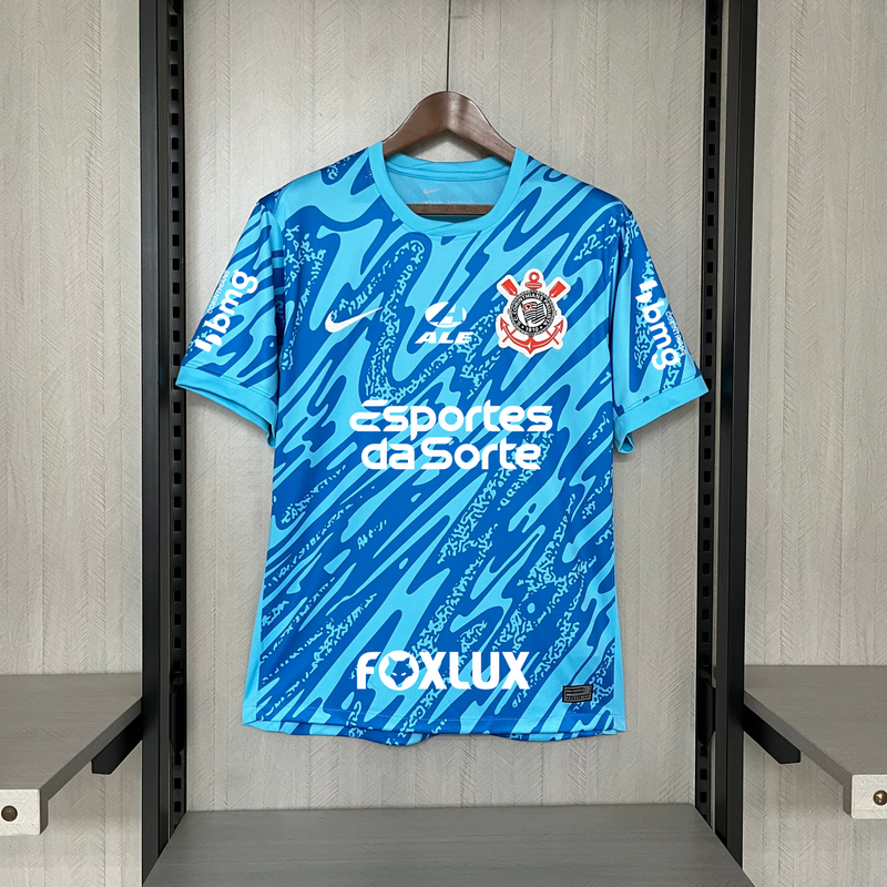 Camisa Corinthians Goleiro + Patrocínio Nike 24/25 - Versão Torcedor Azul