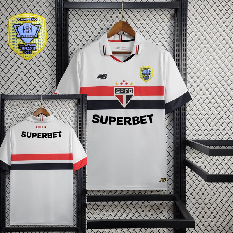 Camisa São Paulo Home + Patrocínios + Patch New Balance 24/25 - Versão Torcedor