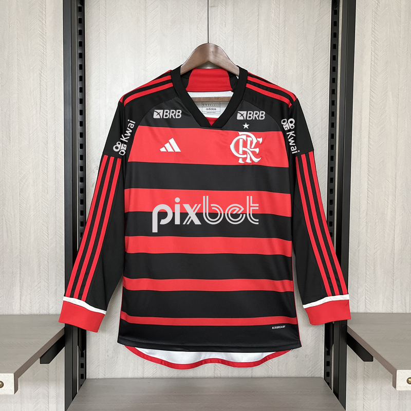 Camisa Flamengo Manga Longa + Patrocínios 24/25