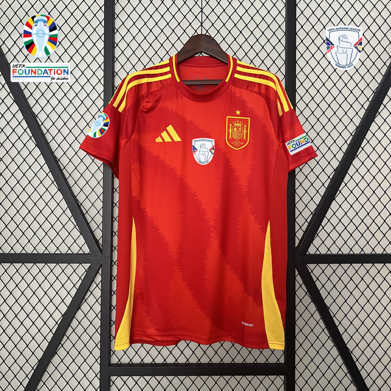 Camisa Espanha 24/25 + Patchs Versão Torcedor