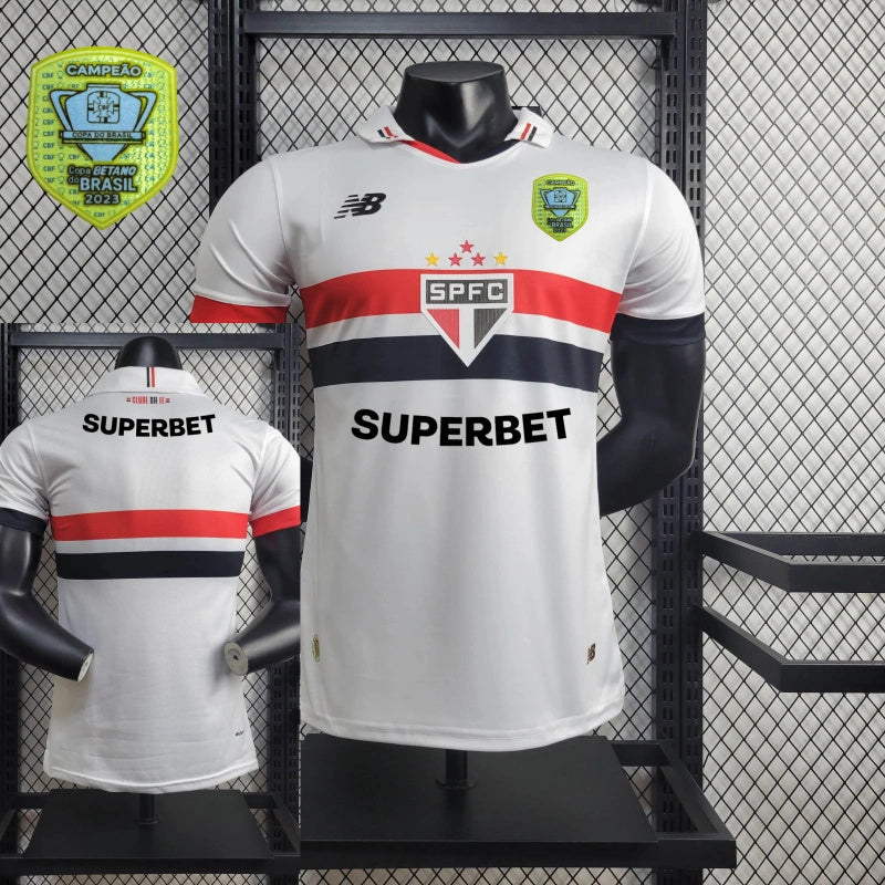 Camisa São Paulo I + Patrocínio +Patch 24/25 New Balance- Versão Jogador